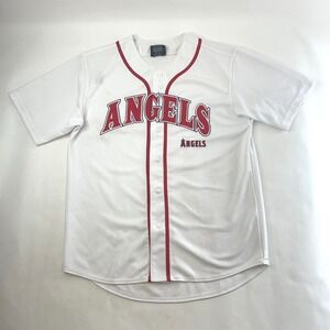 Stitches LA Los Angeles Angels Button Front Jersey Size Large White Red Stitched